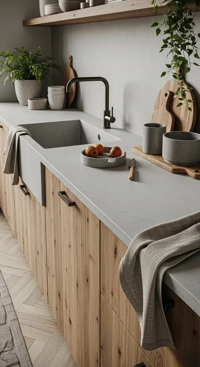 11. Concrete Accents for Modern Earthiness