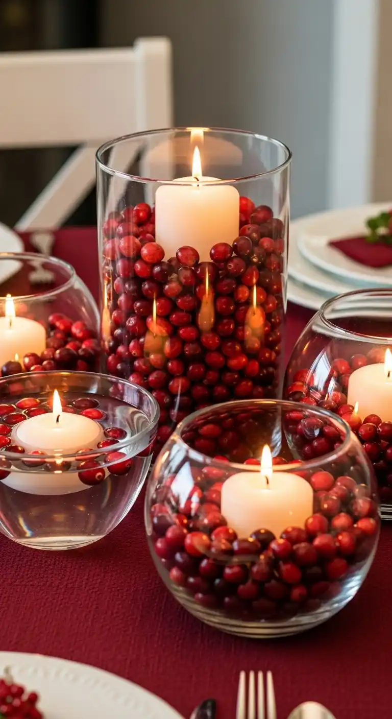 11. Cranberry and Candle Display