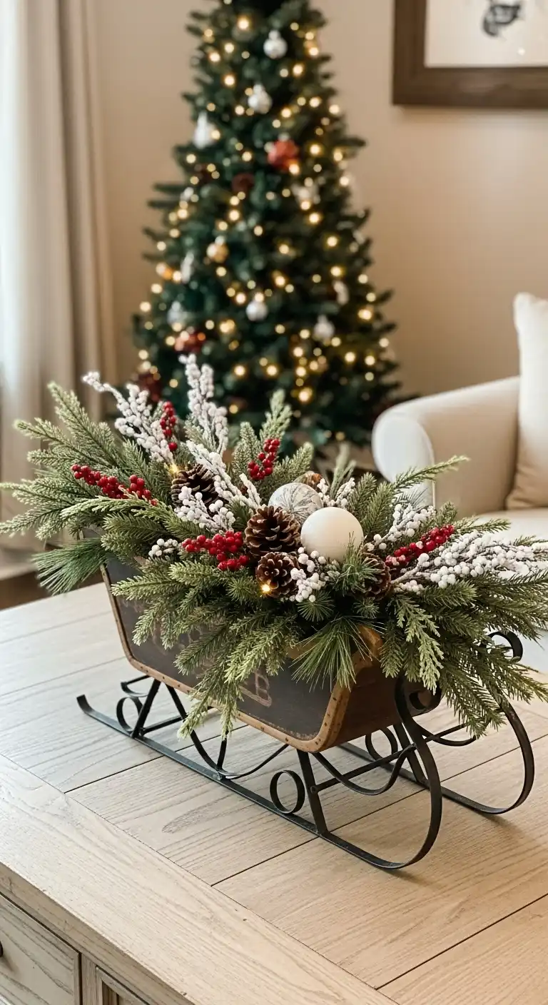 11. Vintage Sleigh with Greenery