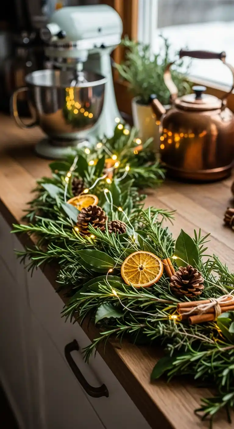 12. Fresh Herb Garland Using Rosemary or Bay Leaves
