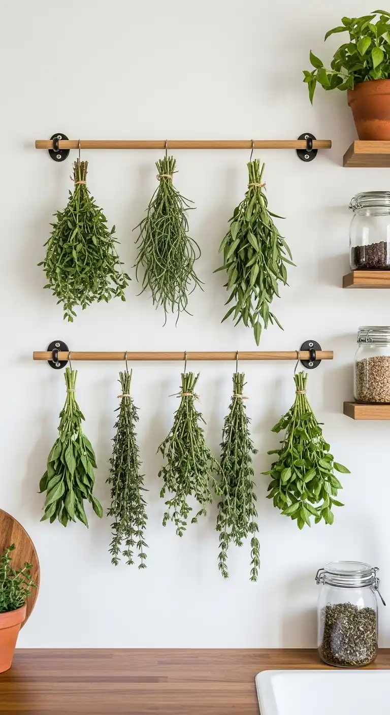 12. Herb Drying Rack or Hanging Herb Wall