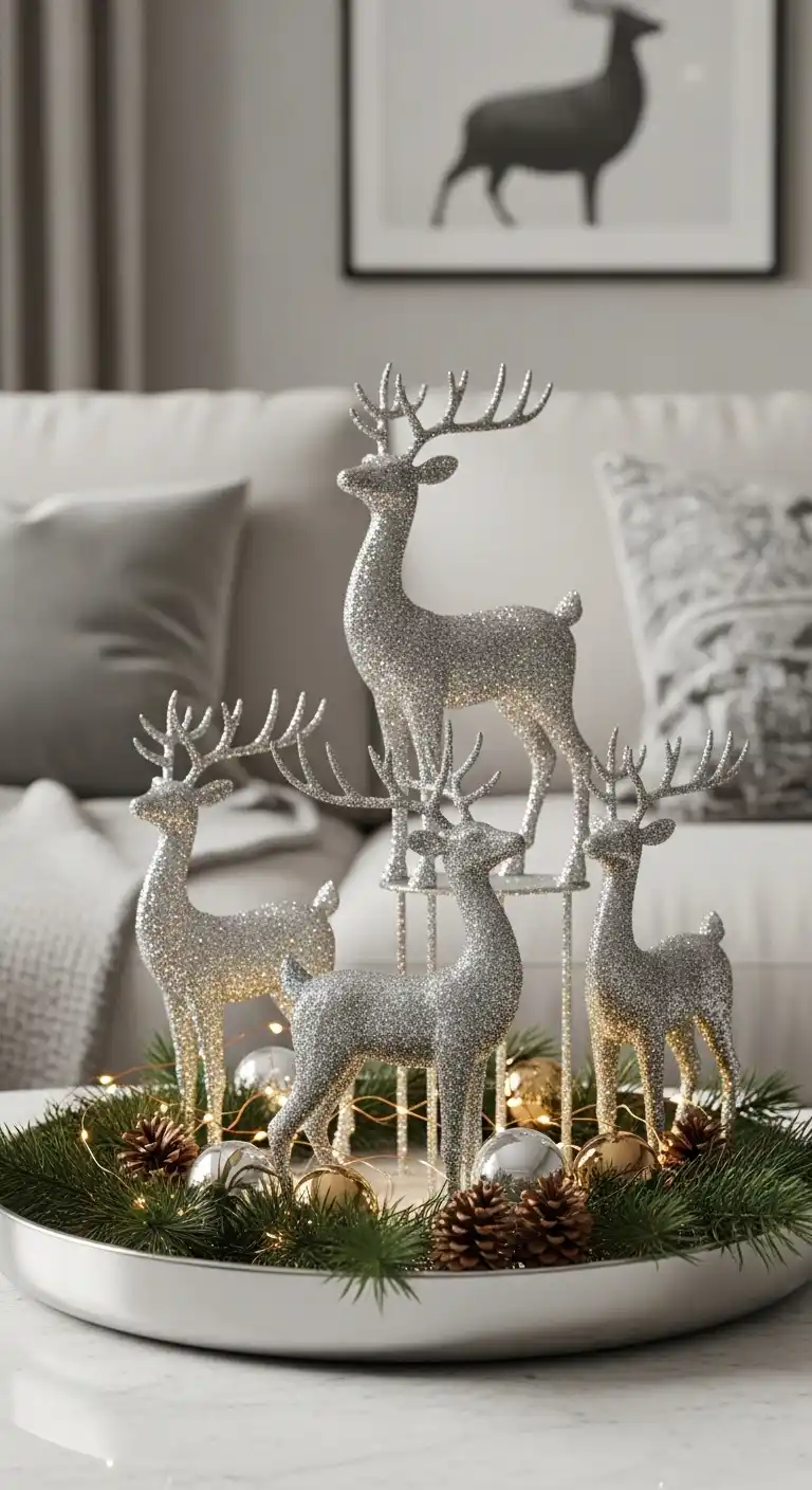 12. Sparkling Reindeer Figurines