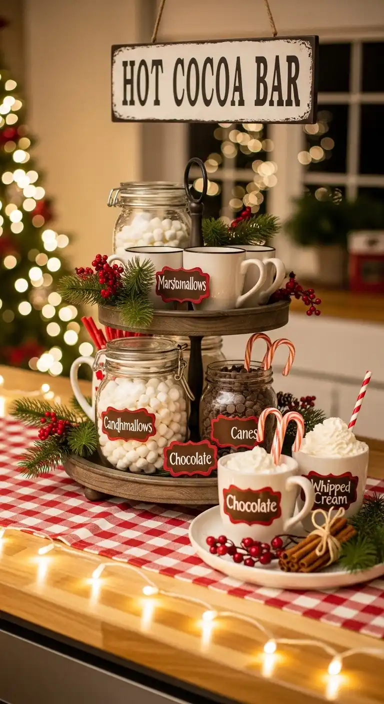 13. DIY Hot Cocoa Station with Seasonal Labels