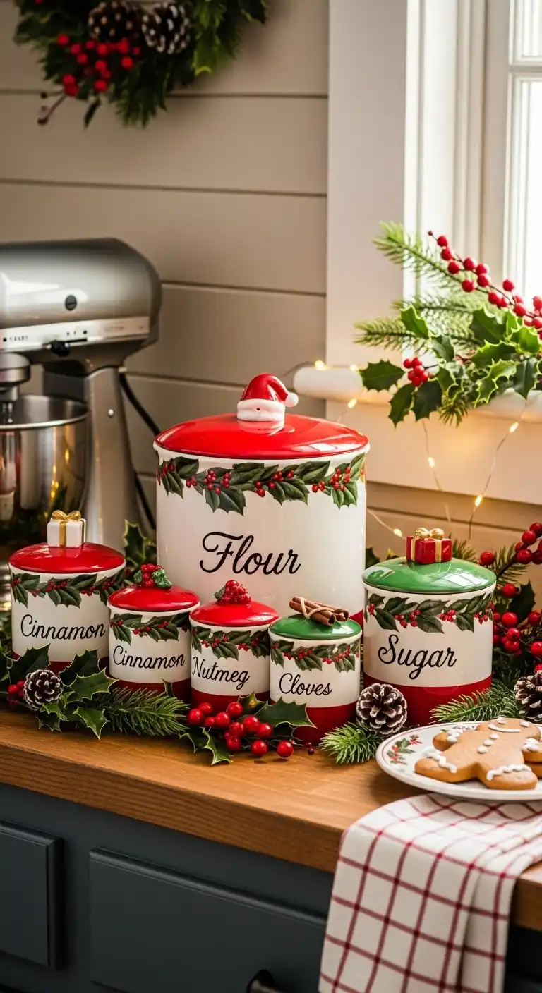 13. Festive Kitchen Canisters for Flour, Sugar, and Spices