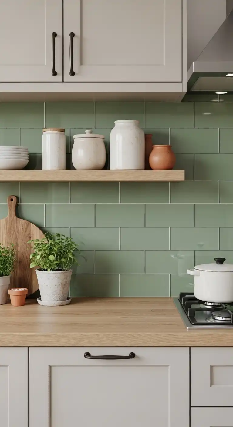 13. Green Glass Tile Backsplash