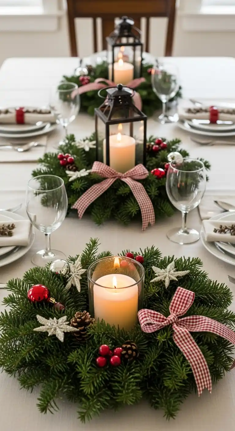 13. Mini Wreath Centerpiece with Candles