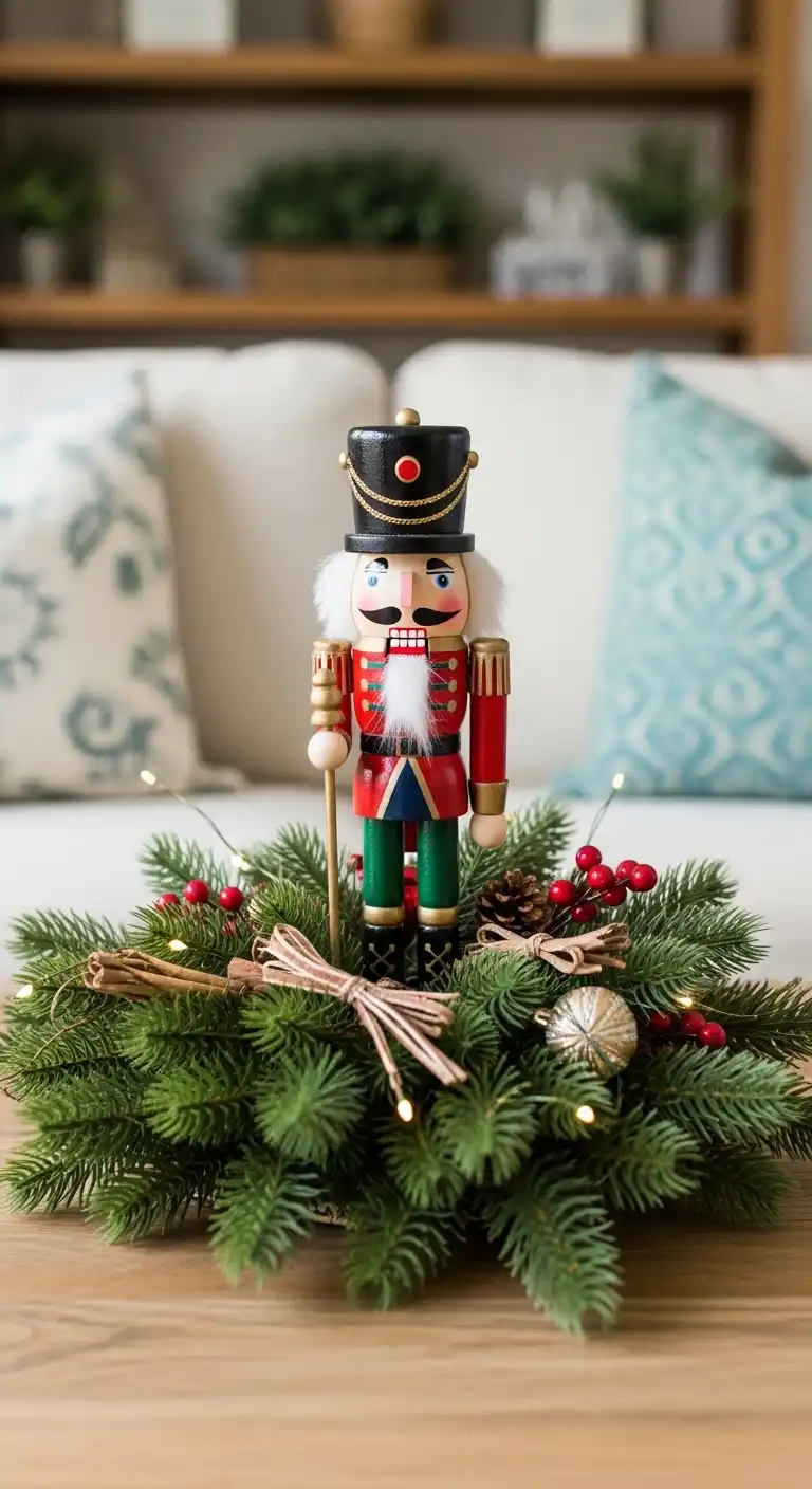 13. Nutcracker and Pine Garland Combo