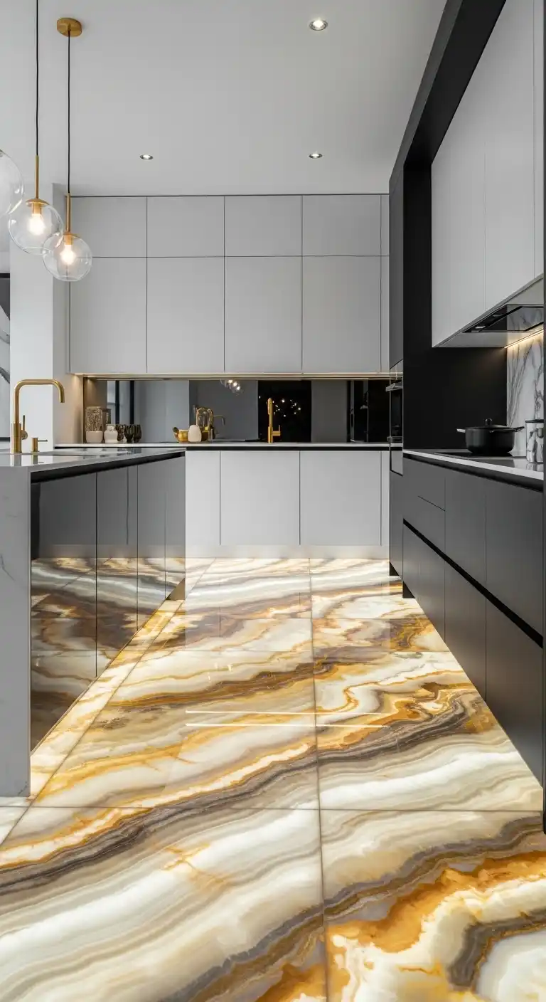 13. Onyx Flooring for Artistic Luxury