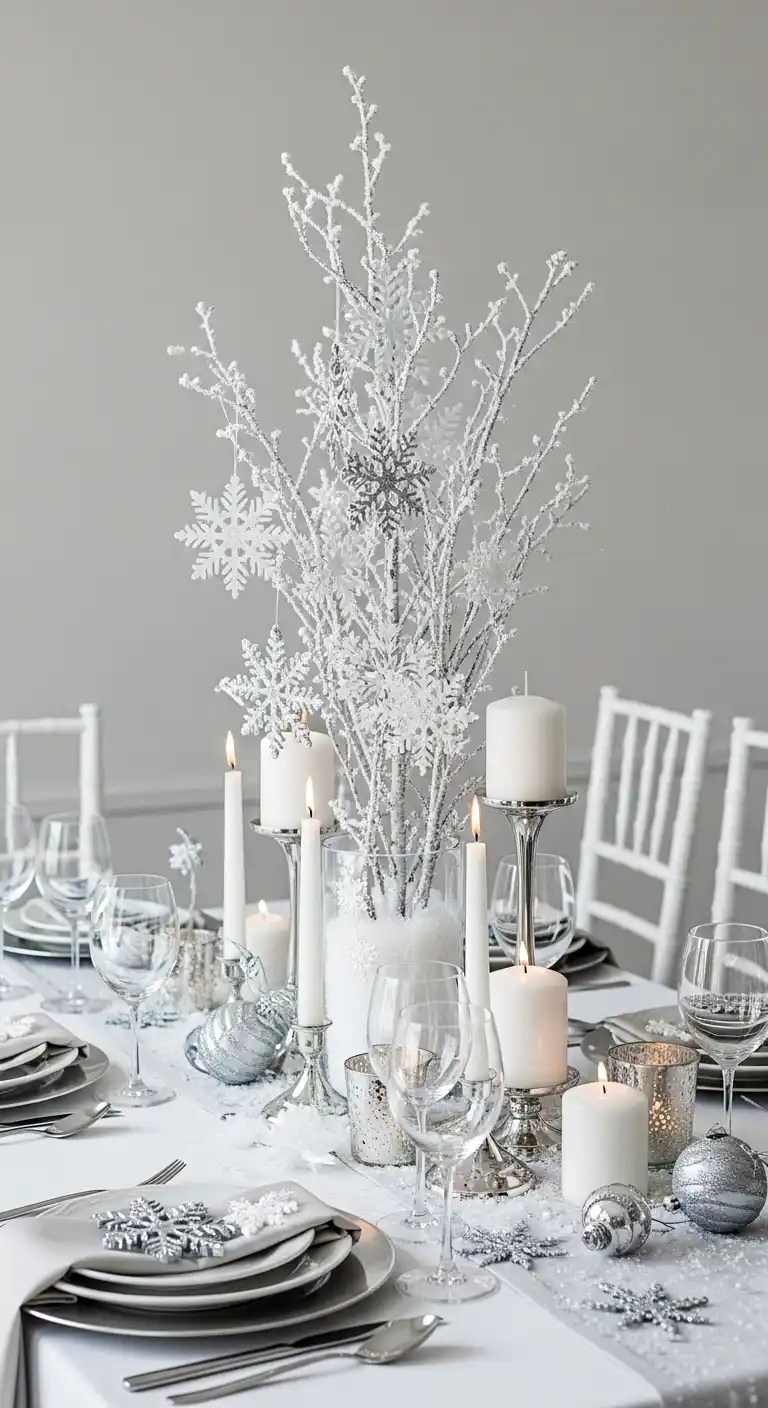 13. Snowflake-Themed Centerpiece