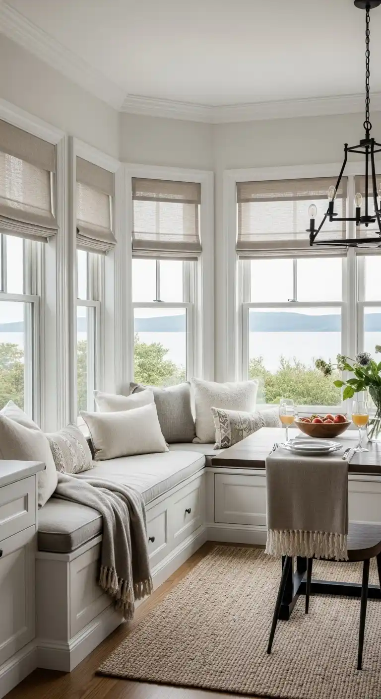 13. Use a Built-In Nook by a Bay Window for Scenic Views