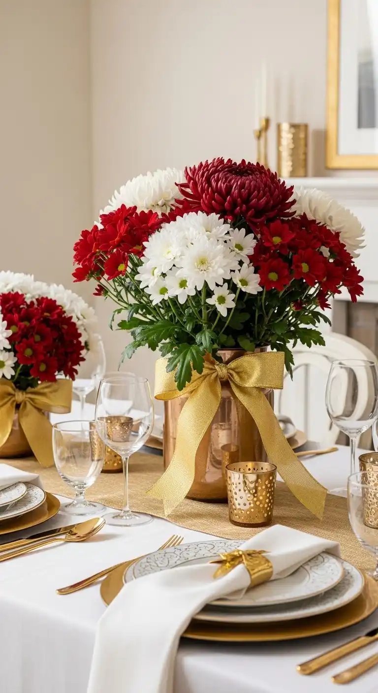 14. Chrysanthemums with Gold Ribbon