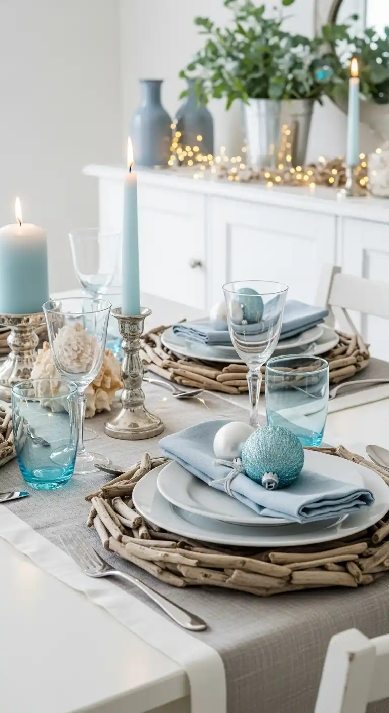 14. Coastal-Inspired Christmas Table