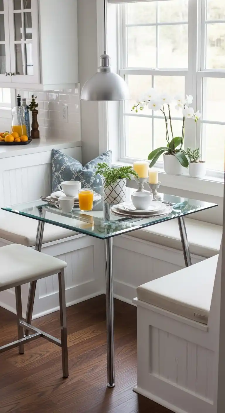 14. Compact Glass Table Nook
