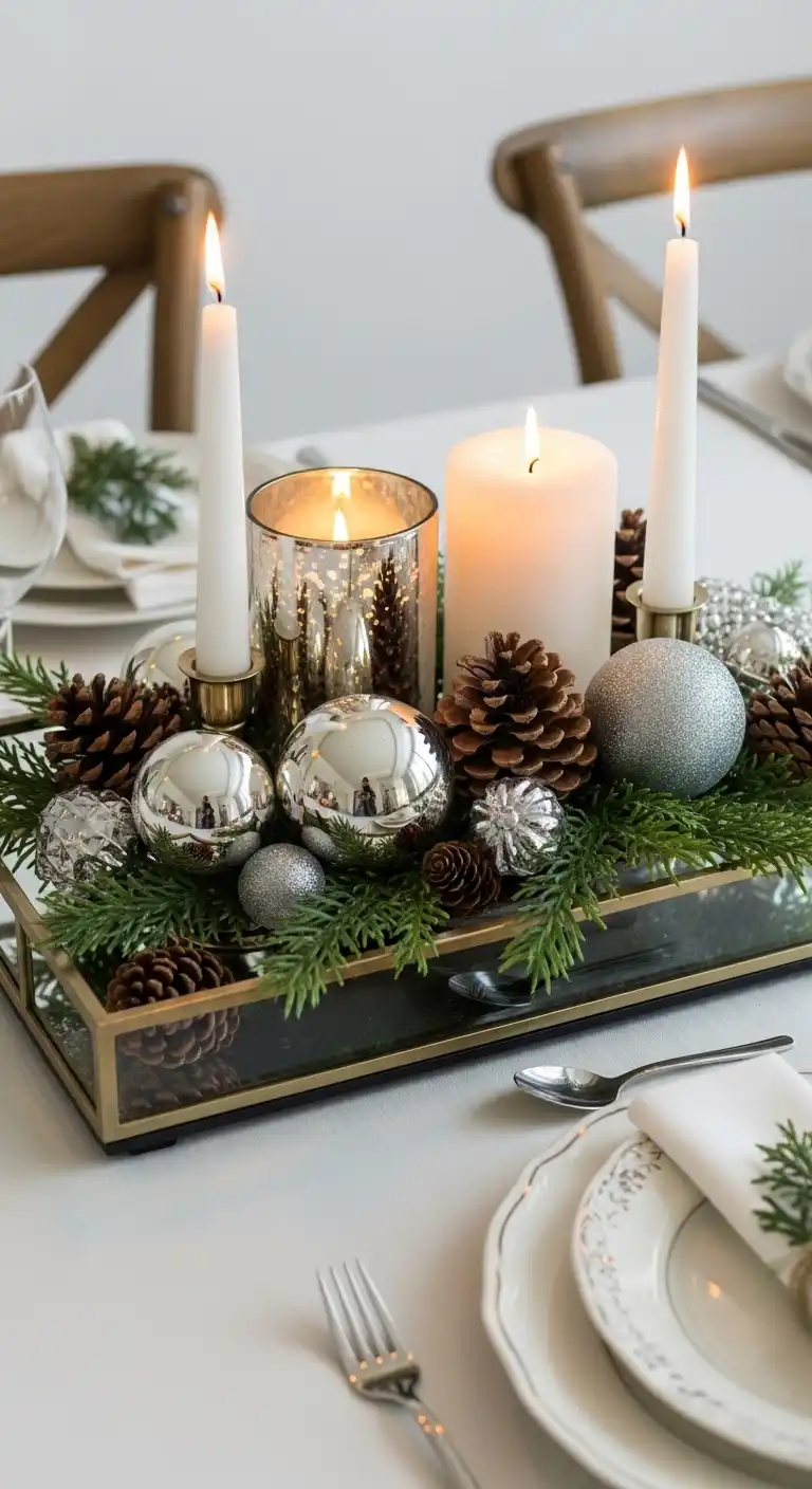 14. Mirror Tray with Christmas Decor