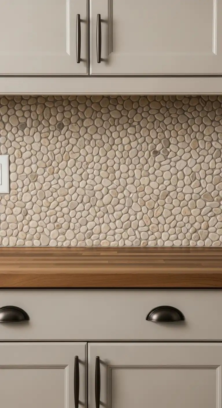 14. Pebble Mosaic Backsplash