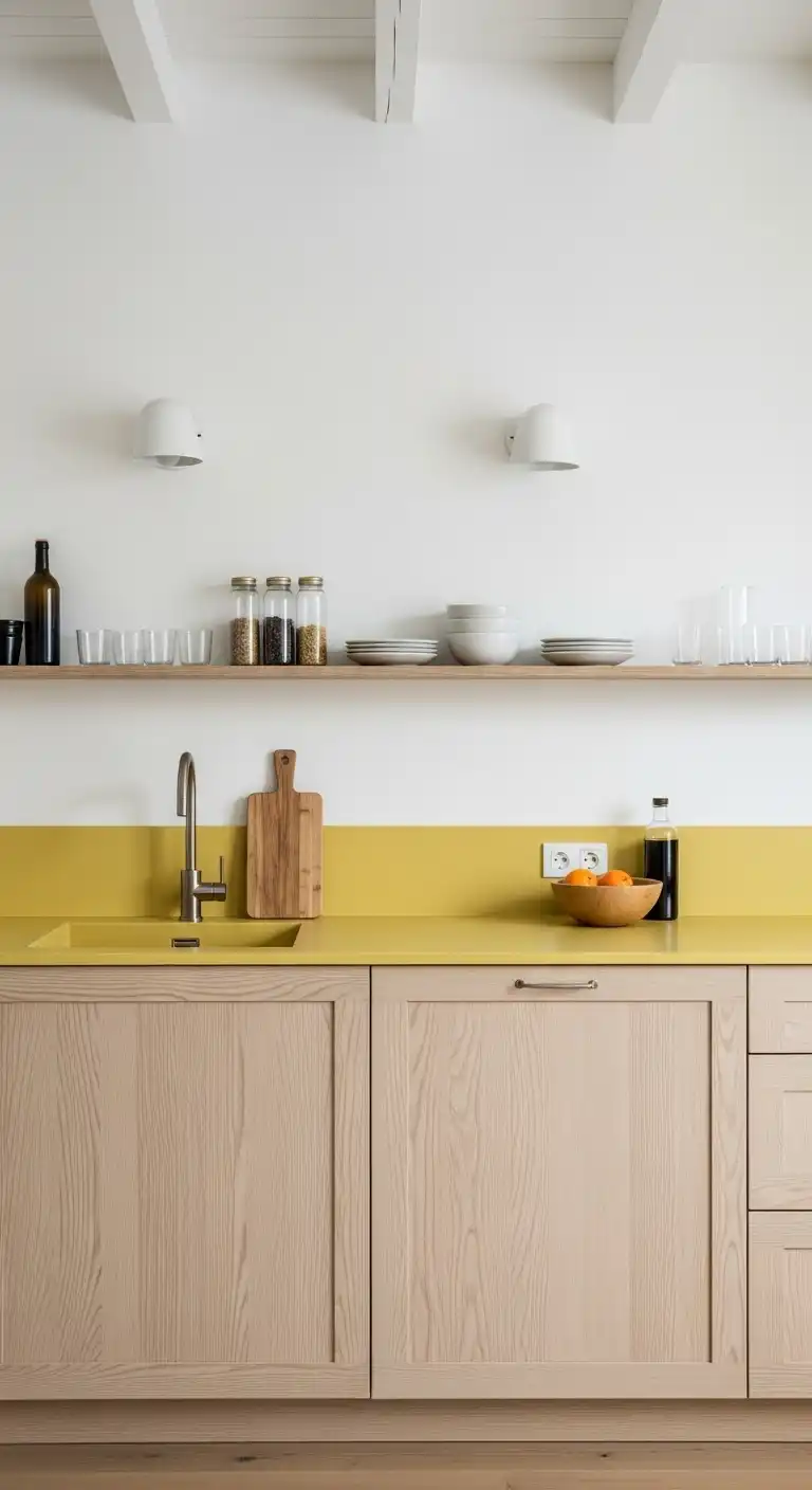 14. Scandinavian Style Muted Yellow and Natural Woods