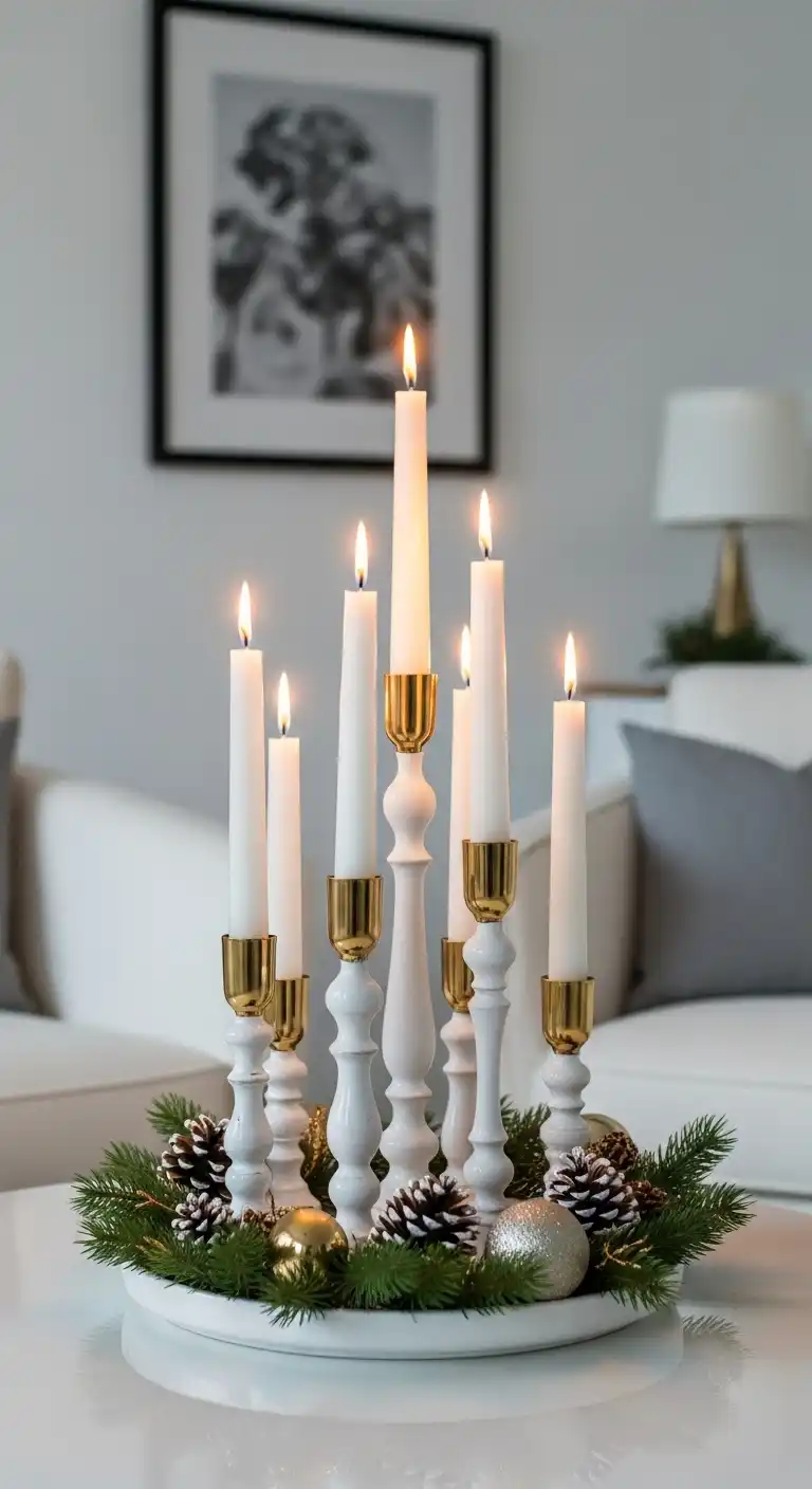 14. White and Gold Candleholders