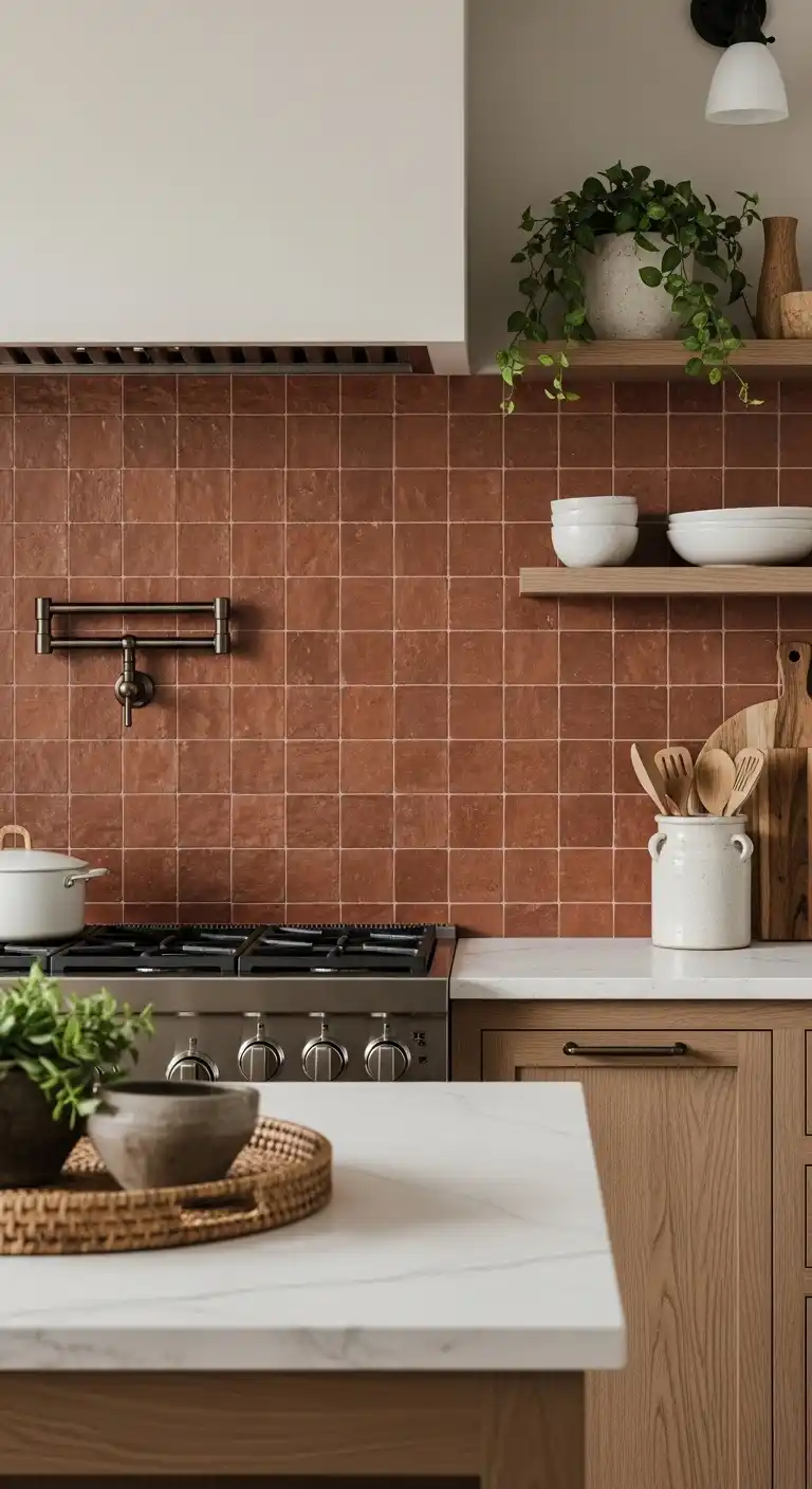 15. Burnt Sienna Tile Backsplash