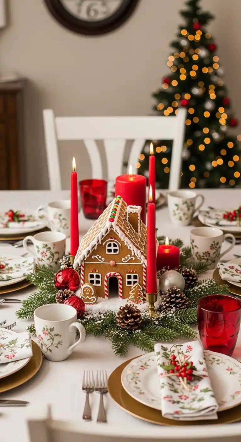 15. Gingerbread House Table Decor