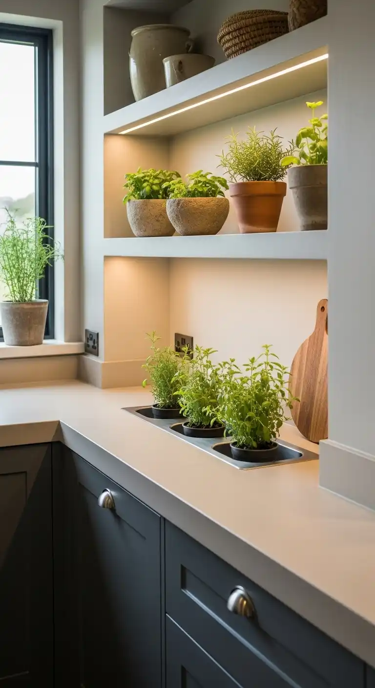 15. Integrated Indoor Planters in Countertops or Shelves