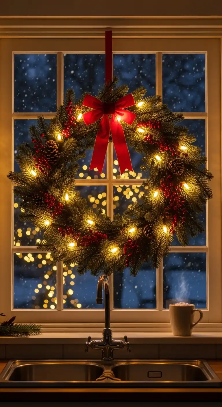 15. Light-Up LED Wreath for Evening Glow
