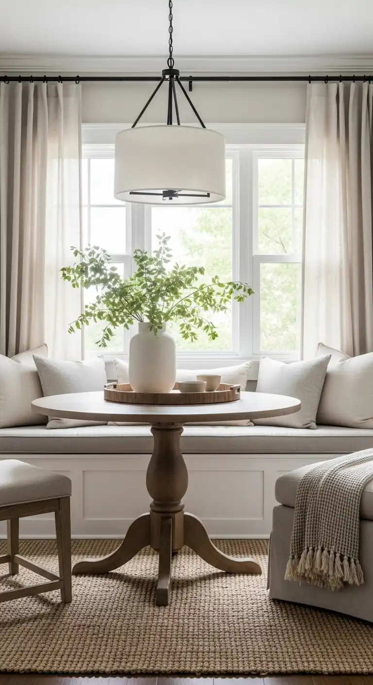 15. Neutral Palette Breakfast Nook for Calm Vibes