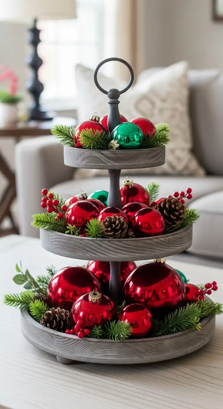 15. Tiered Tray with Mini Ornaments