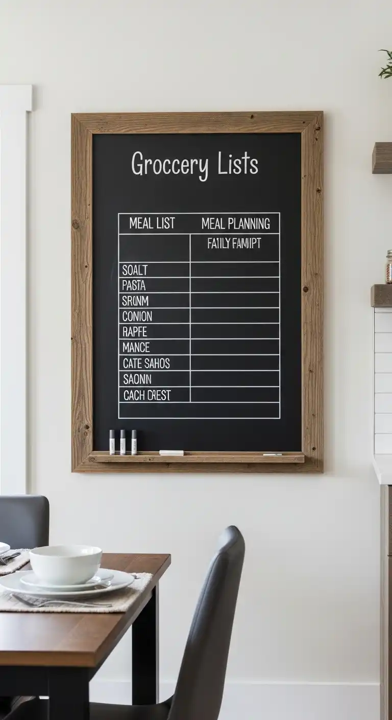 15. Wall-Mounted Chalkboard with Wooden Frame