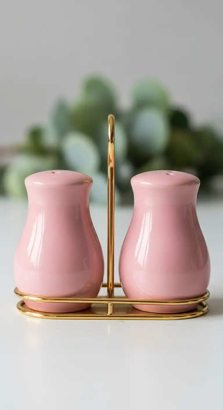 16) Pink Ceramic Salt and Pepper Shaker Set