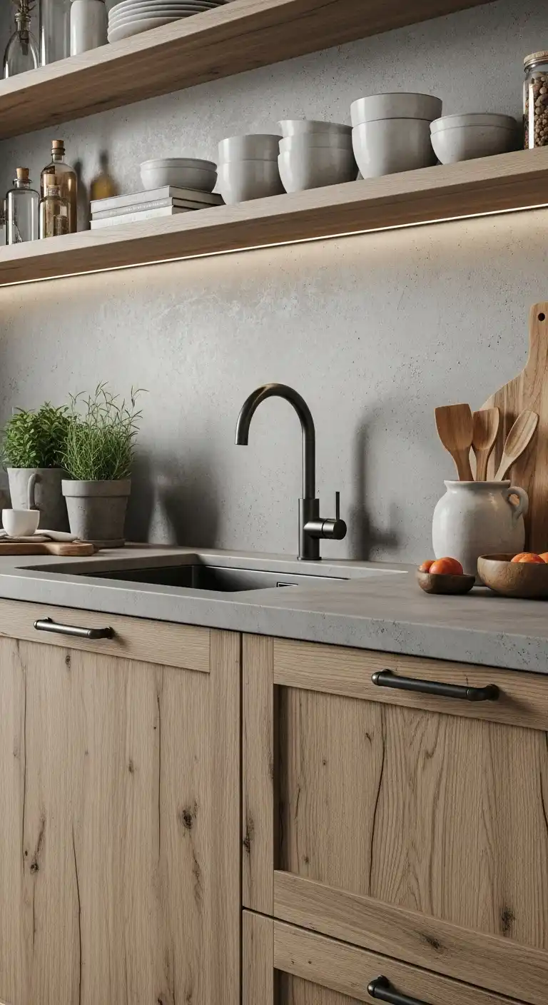 16. Concrete Backsplash