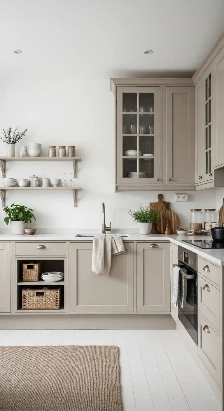 17. Beige Cabinets in a Scandinavian Kitchen