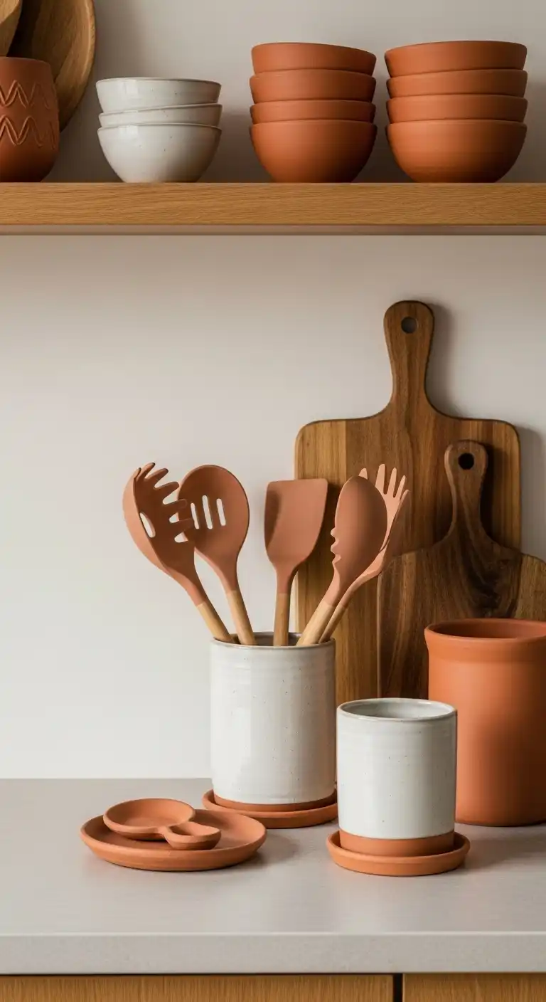 17. Ceramic or Clay Pendant Holders for Utensils