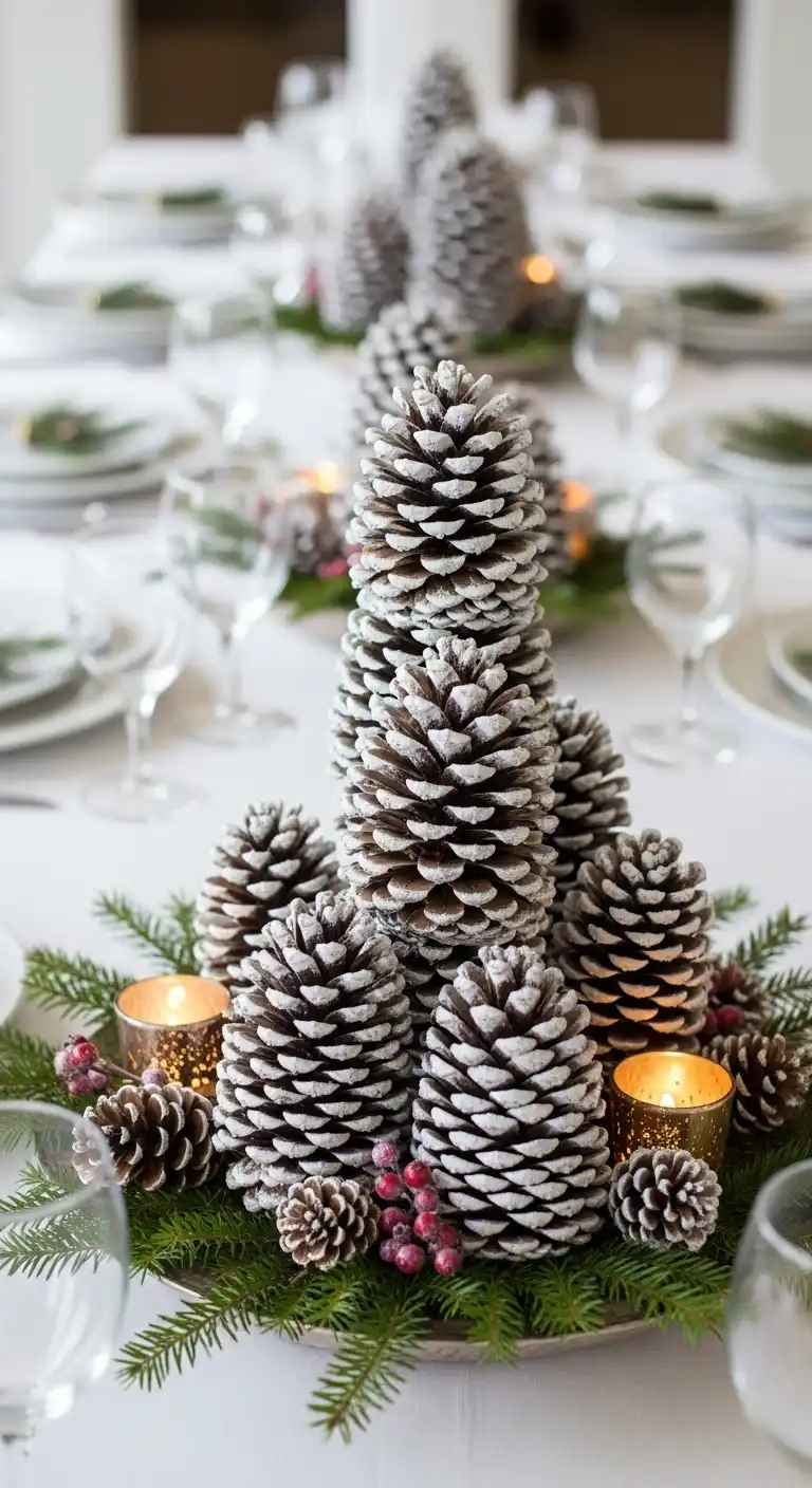 17. Frosted Pinecone Display