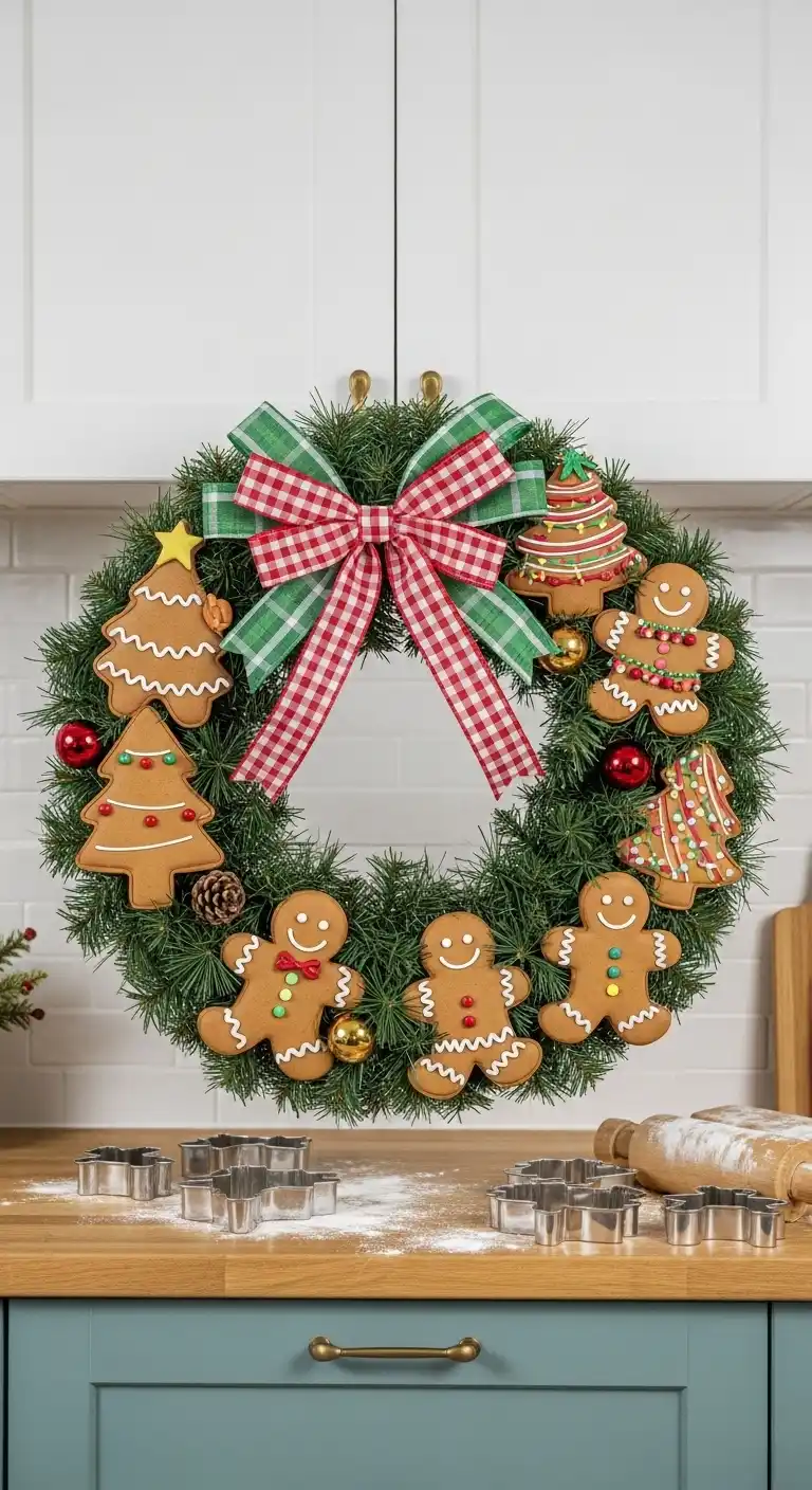17. Gingerbread Cookie Cutter Wreath for Baking Lovers