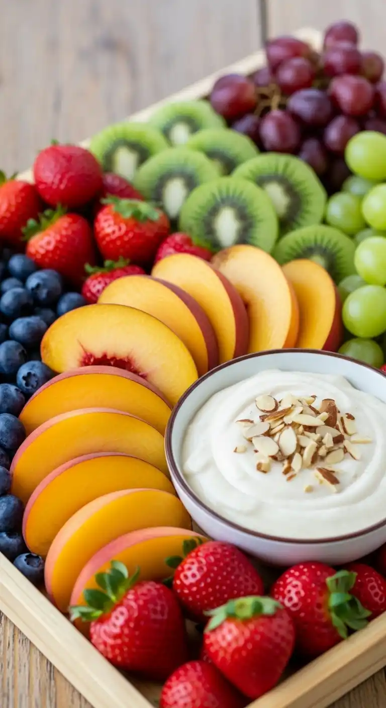 17. Peach Slices with Almond Cream Dip