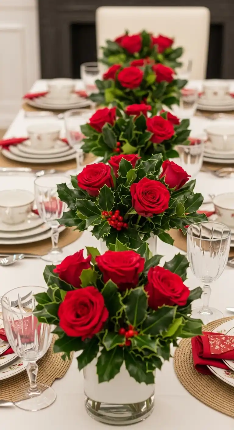 17. Roses with Holly Leaves