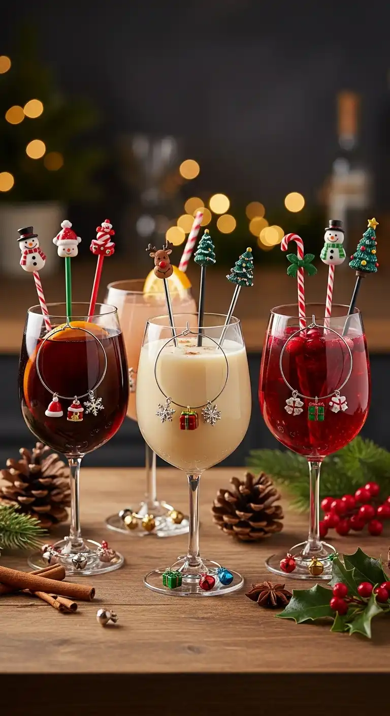 17. Seasonal Glass Charms or Drink Stirrers