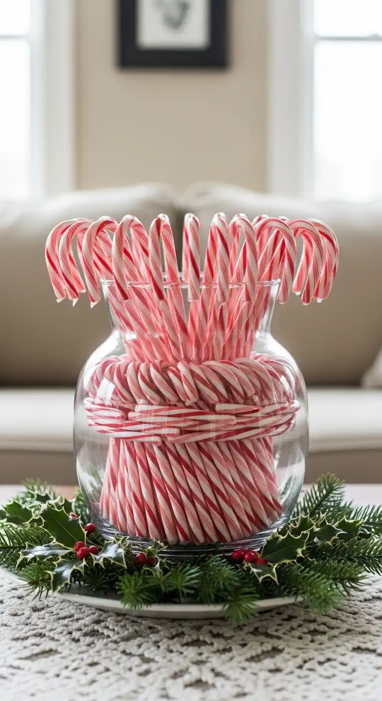 18. Candy Cane Filled Vase