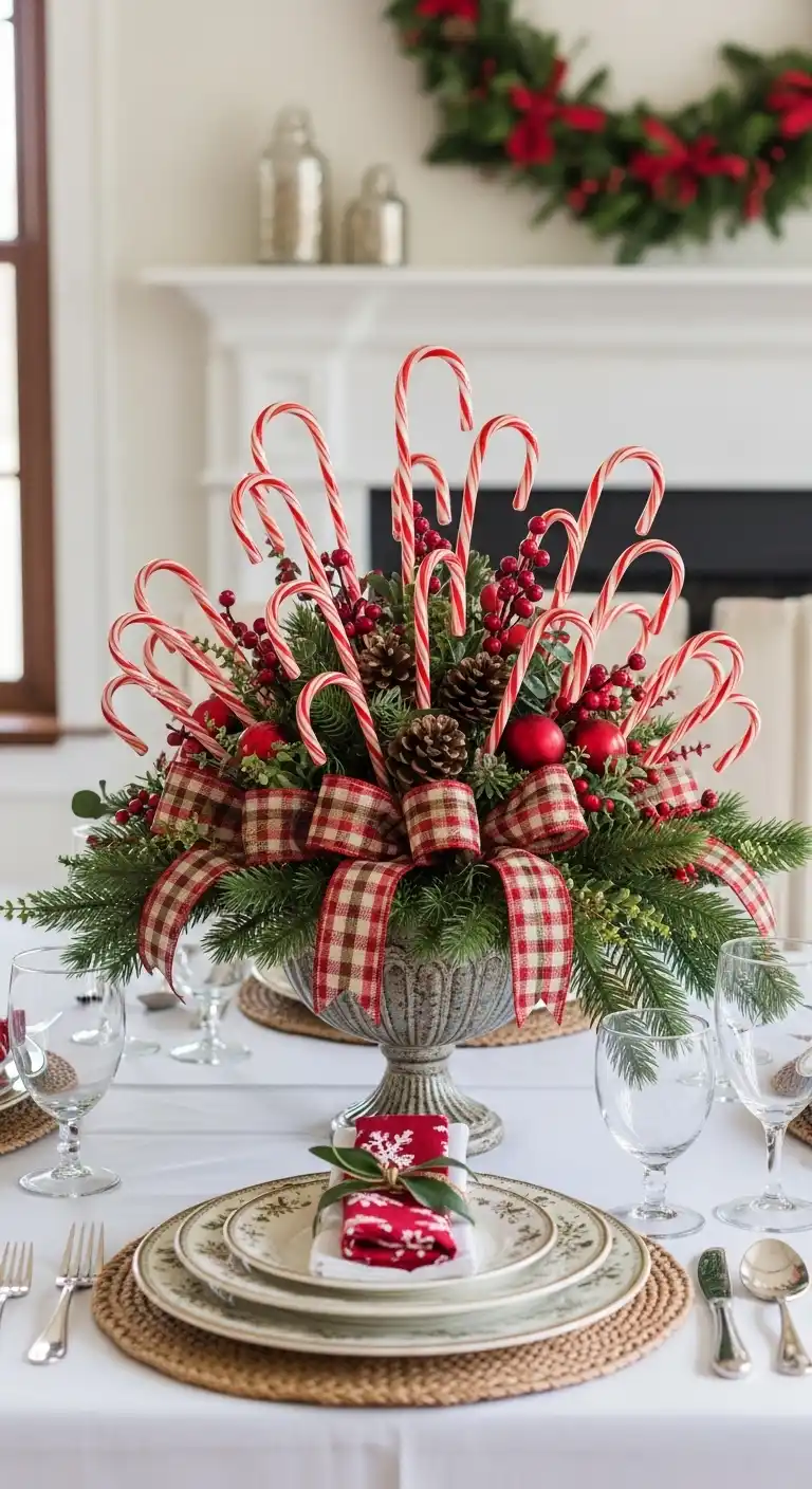 18. Candy Cane and Ribbon Arrangement