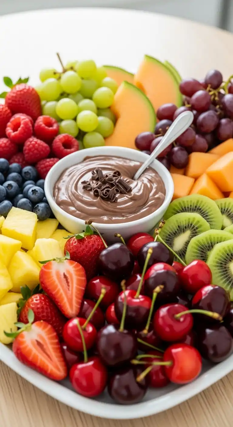 18. Cherries with Chocolate Cream Dip