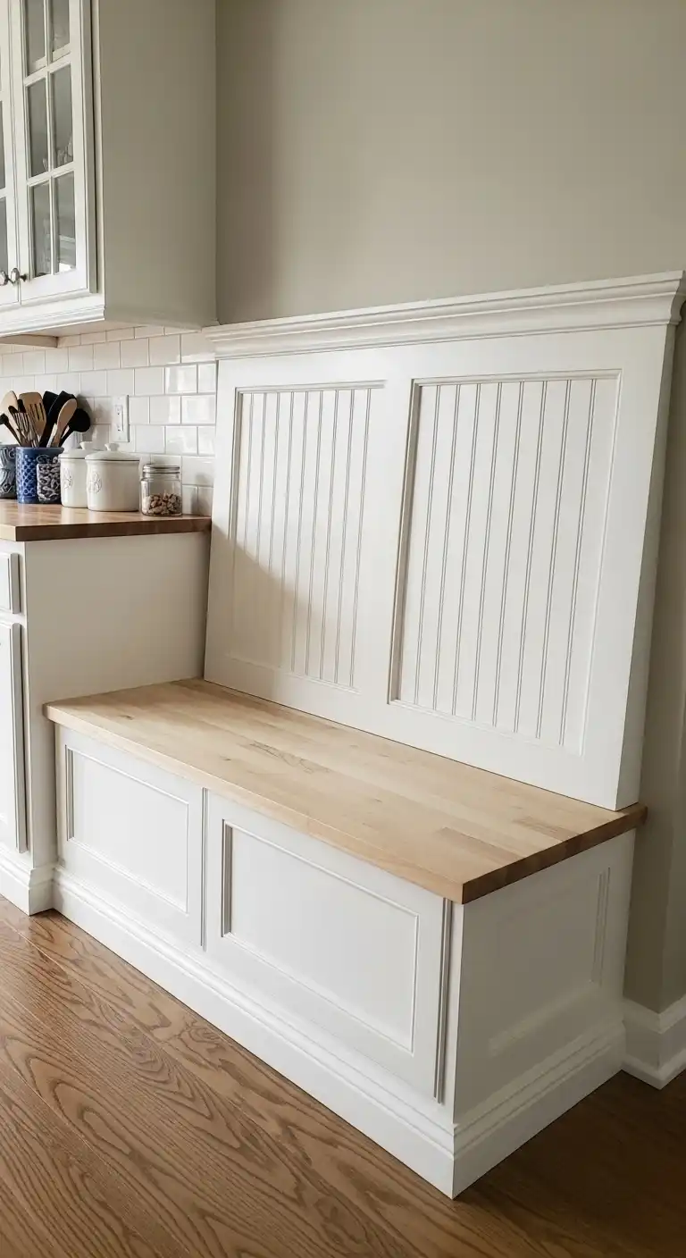 18. DIY Bench with Decorative Trim and Panels