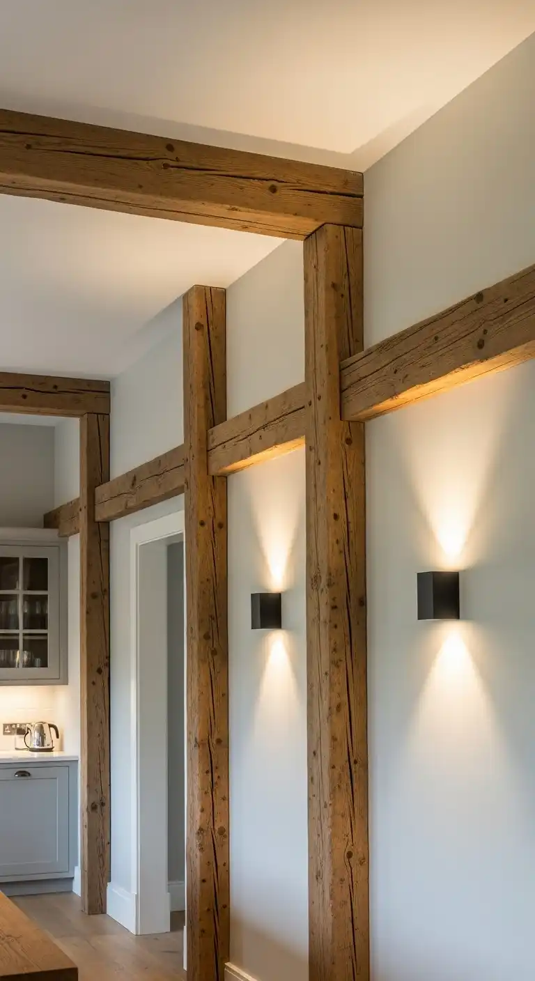 19. Exposed Wooden Beam Accents on Walls