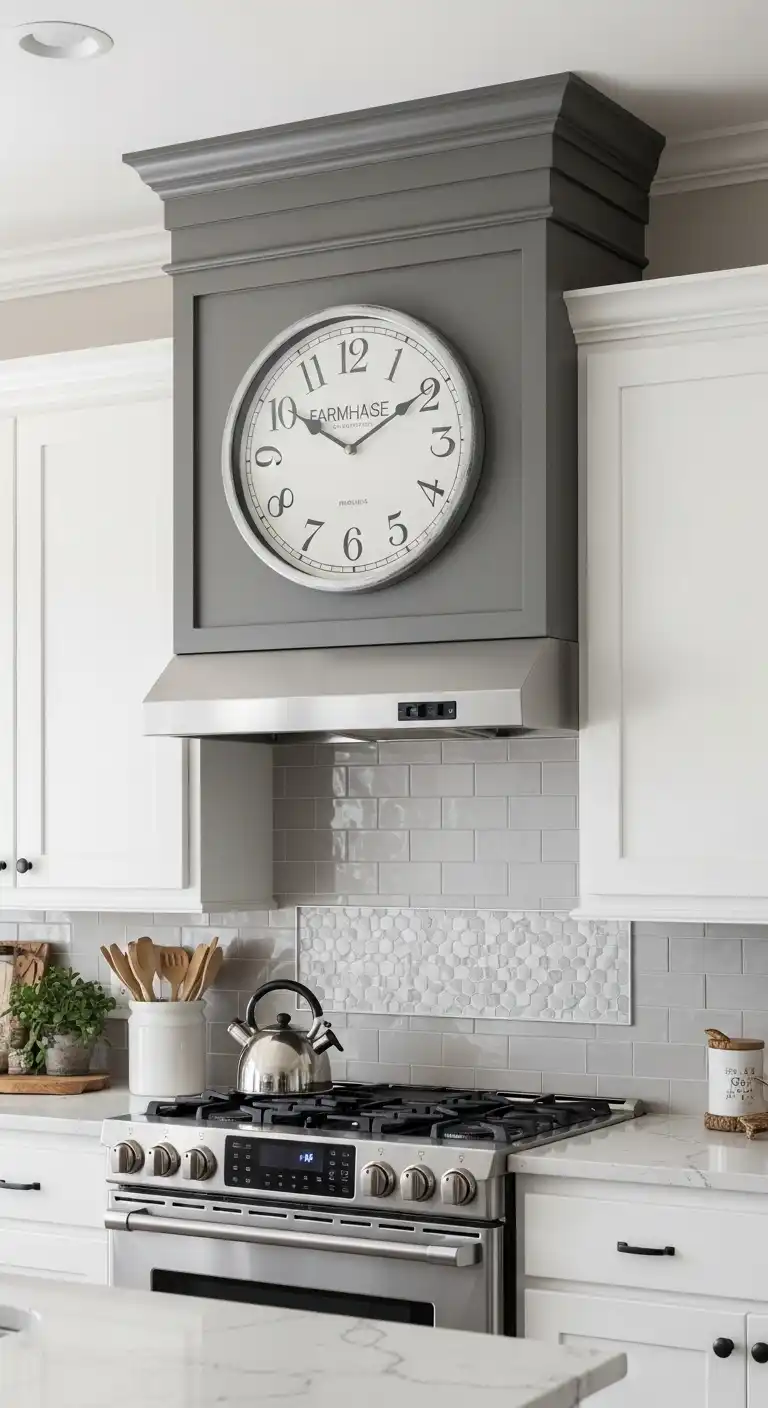 19. Farmhouse Kitchen Clock with Weathered Grey Finish