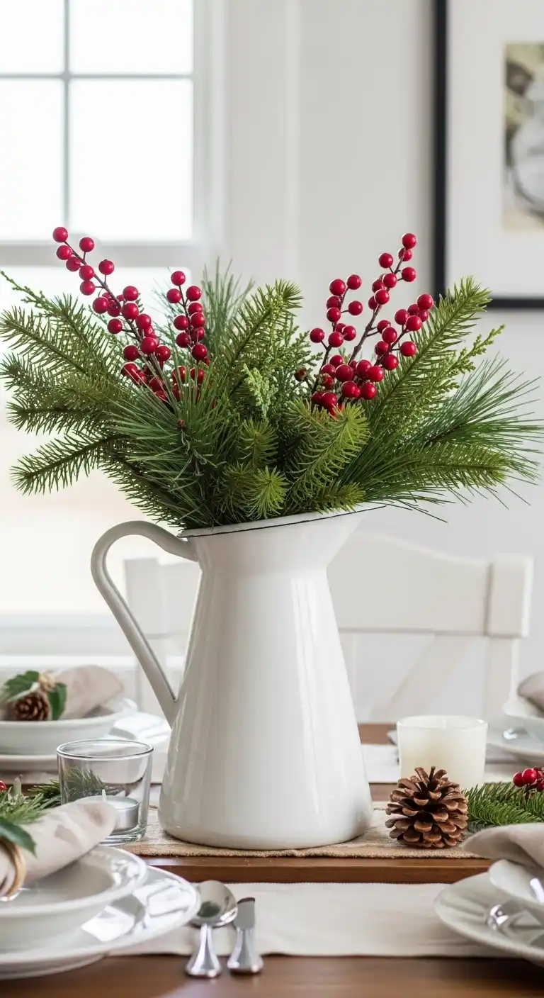 19. Farmhouse Style Pitcher with Greenery
