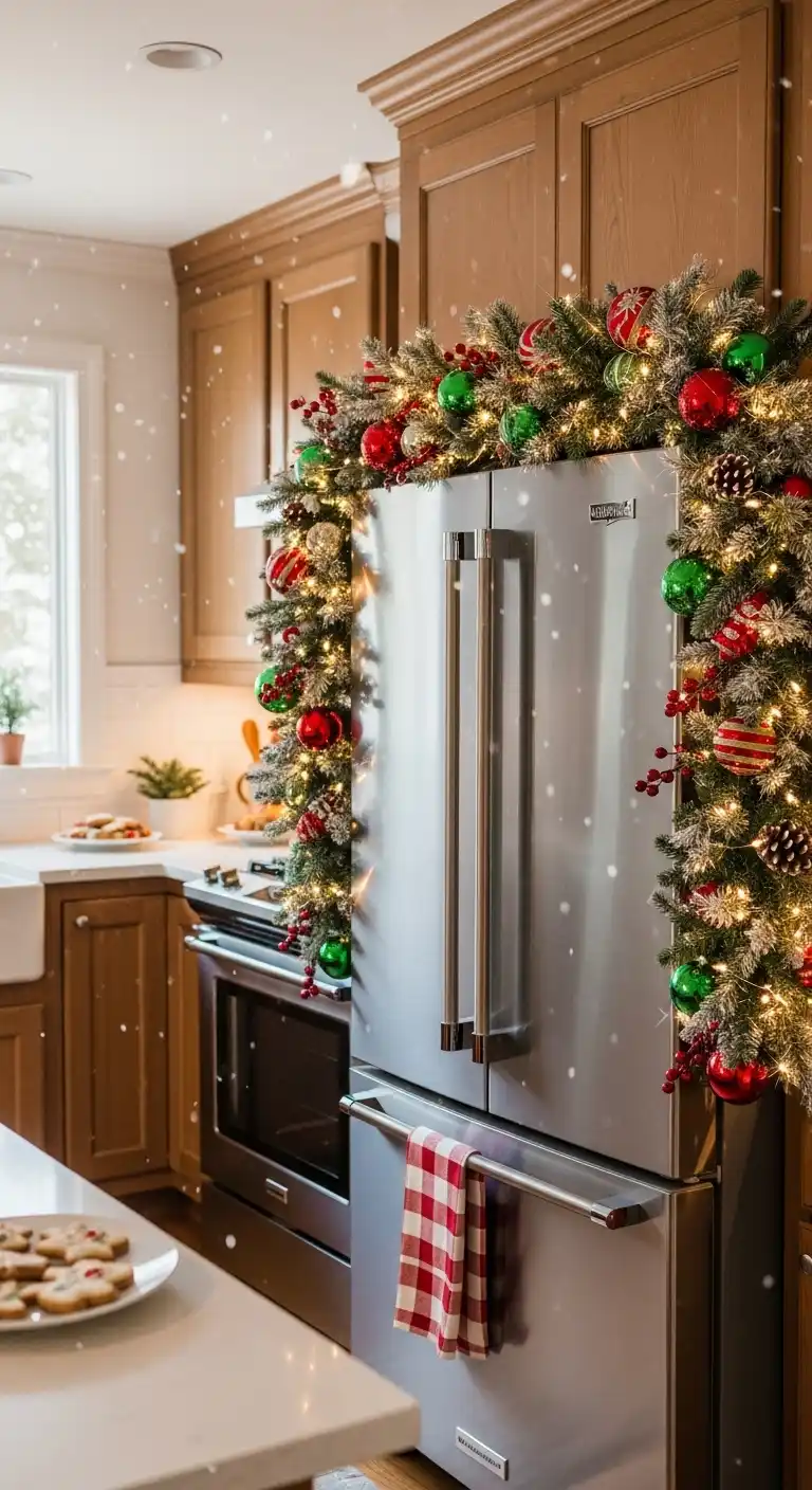 19. Glittered Garland Across the Refrigerator Top