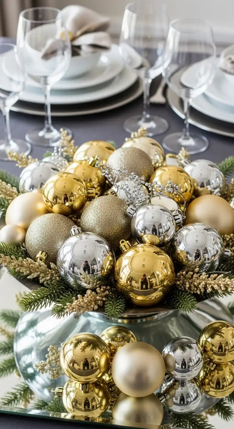 19. Gold and Silver Ornament Display