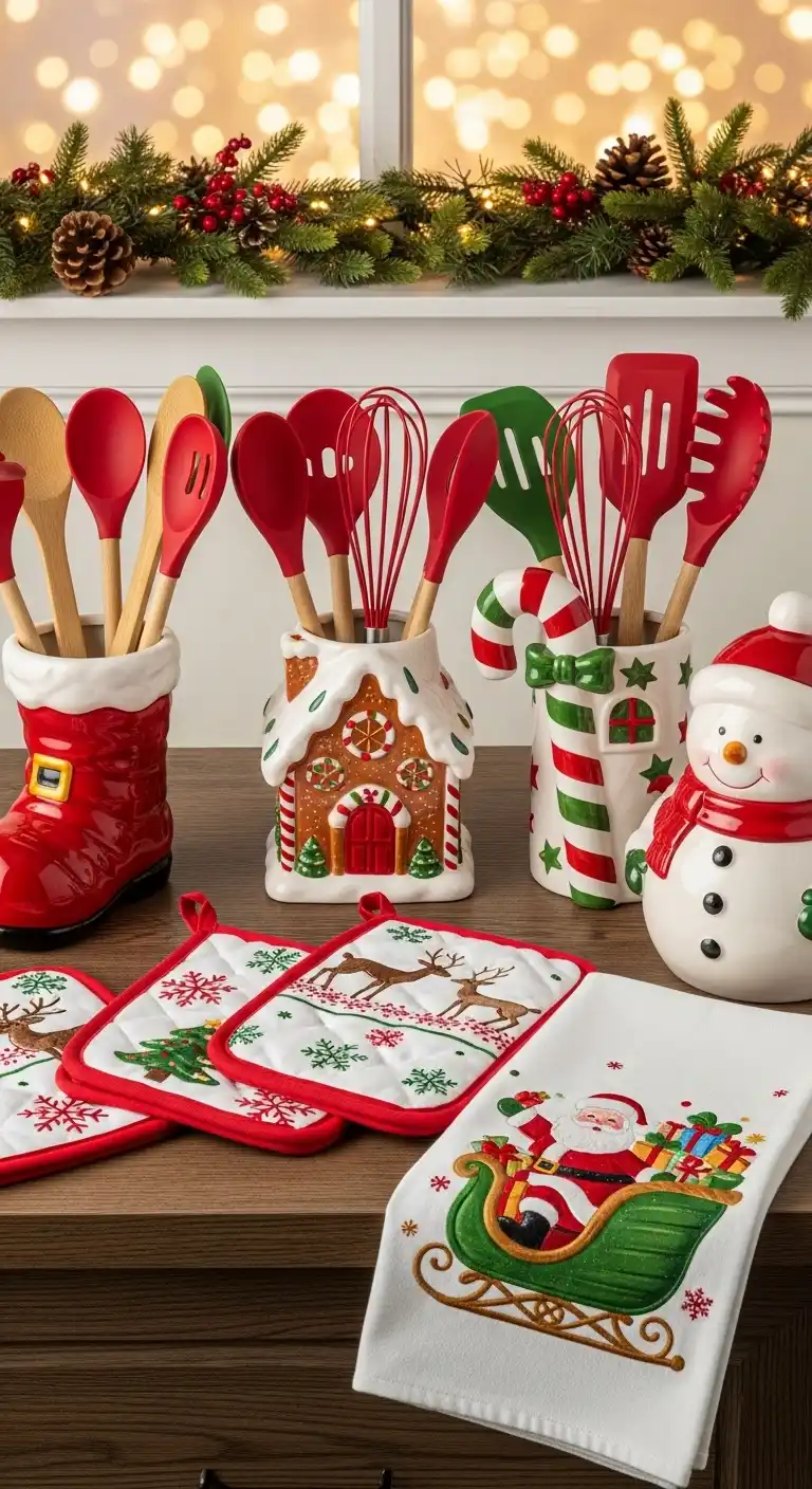 19. Holiday Utensil Holders with Decorative Motifs