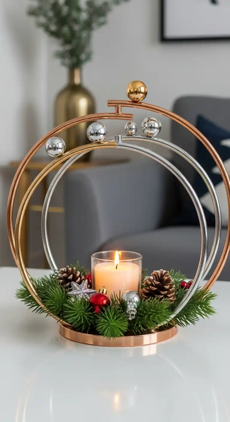 19. Modern Metallic Candle Rings