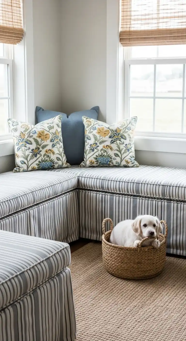 19. Padded Bench with Removable Slipcovers