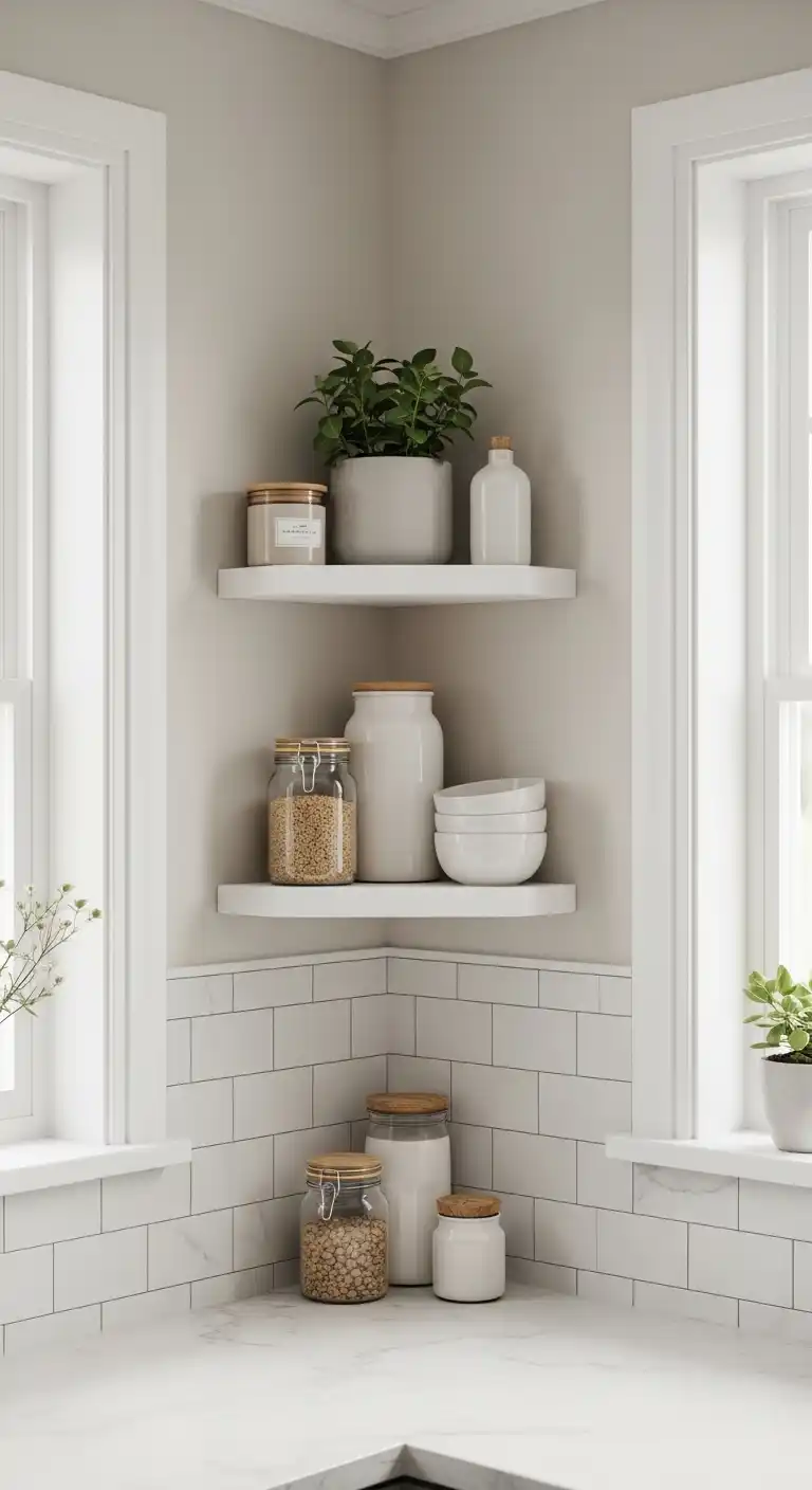 19. Small Shelf Nooks for Corner Spaces